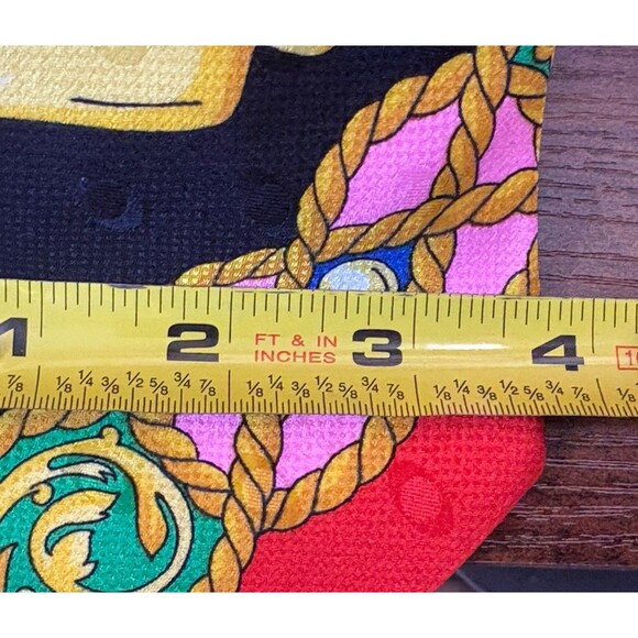 Vtg V2 Versace Mens Yellow Red Green Geometric Silk Tie 3.75" W Luxury Italy - Picture 8 of 9